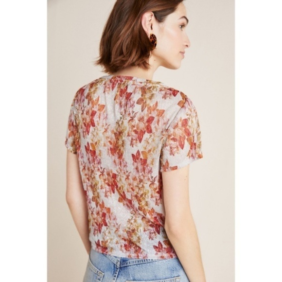 Anthropologie Eva Franco Metallic Floral Top NWT Size Medium - Picture 2 of 3